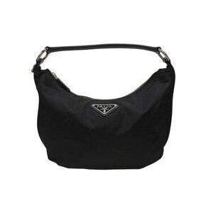 Prada Hobo One Shoulder Bag Triangle Logo Black